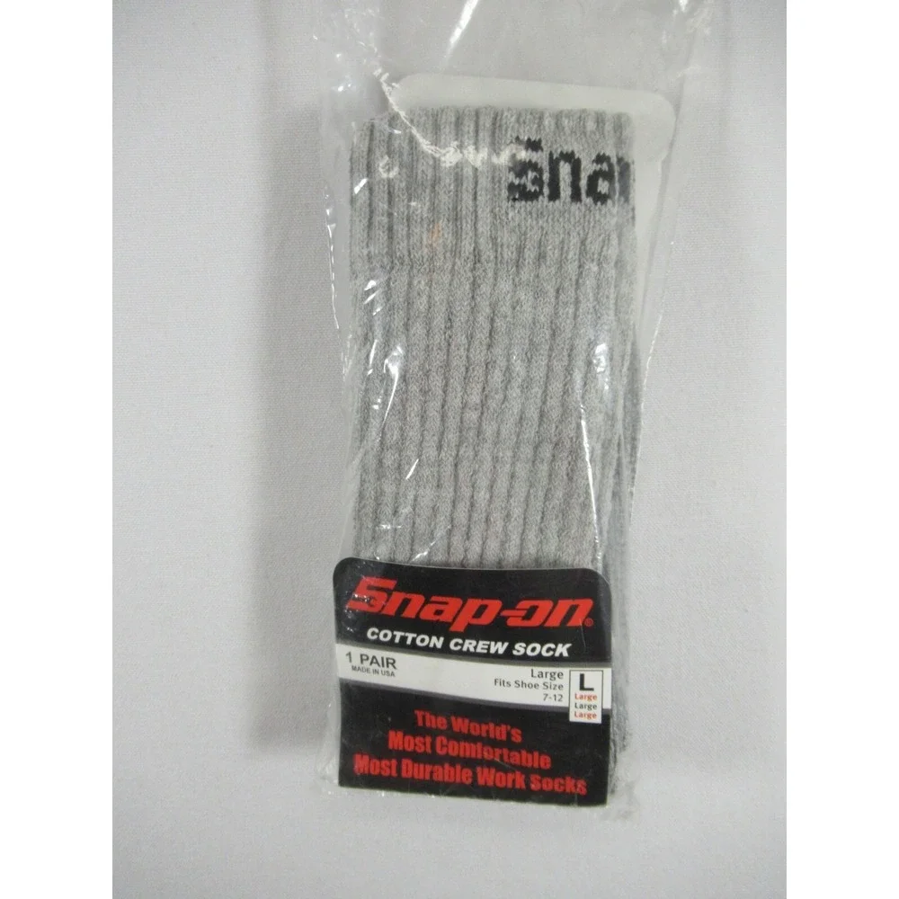 Snap On Cotton Blend Crew Socks Men Size Large 7-12 Gray